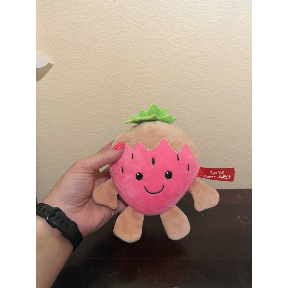 Dan Dee Strawberry Plush 7" Stuffed Toy You're Berry Sweet Pink Tan Berry Sweet